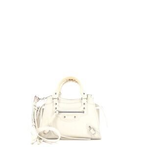 Balenciaga Neo Classic City Bag Crocodile Embossed Leather Mini White